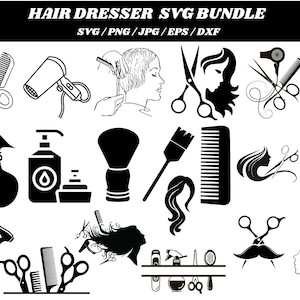 Hair dresser love SVG DIGITAL DOWNLOAD cosmetologist hair stylist love cricut silhouette heart hairdryer scissors comb hairbrush gift decal