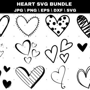 Heart Svg Bundle, Heart Svg, Hand Drawn Heart svg, Open Heart Svg, Doodle Heart Svg, Sketch Heart Svg, Love Svg,Valentine Svg,Cricut,Png,Dxf