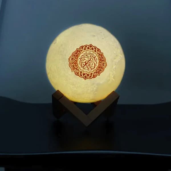 Altavoz Moon Qamar Quran / Multicolor / Lámpara de luna impresa en 3D con control remoto / Lámpara nocturna / Lámpara de altavoz de luz de luna colorida