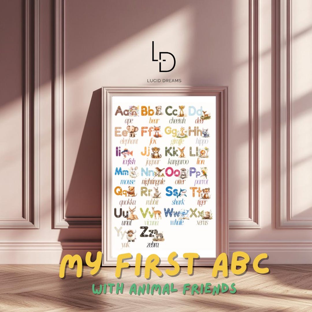 My First Abc Video My First ABC Animal Alphabet Poster ABC Wall Art for Kids Preschool and ...