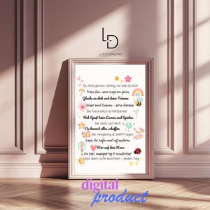 Geschenk zur Einschulung Schulanfang Kita Vorschule Motivationsposter Kinder Deutsch Affirmationen & Glaubenssätze Poster zum Ausdrucken