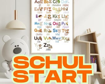 Animal ABC Poster – German Alphabet, Preschool Learning (Digital Download)