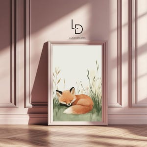 Sleeping Fox Wall Art – Woodland Nursery Print for Baby & Kids Room nursery wall art kids room decor baby animal print cute animal poster