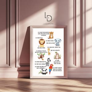 Affirmationen Poster Kinderzimmer Safari Tiere – Wanddeko mit positiven Sprüchen / Motivationsposter für Kinder als Print Geschenkidee Kids