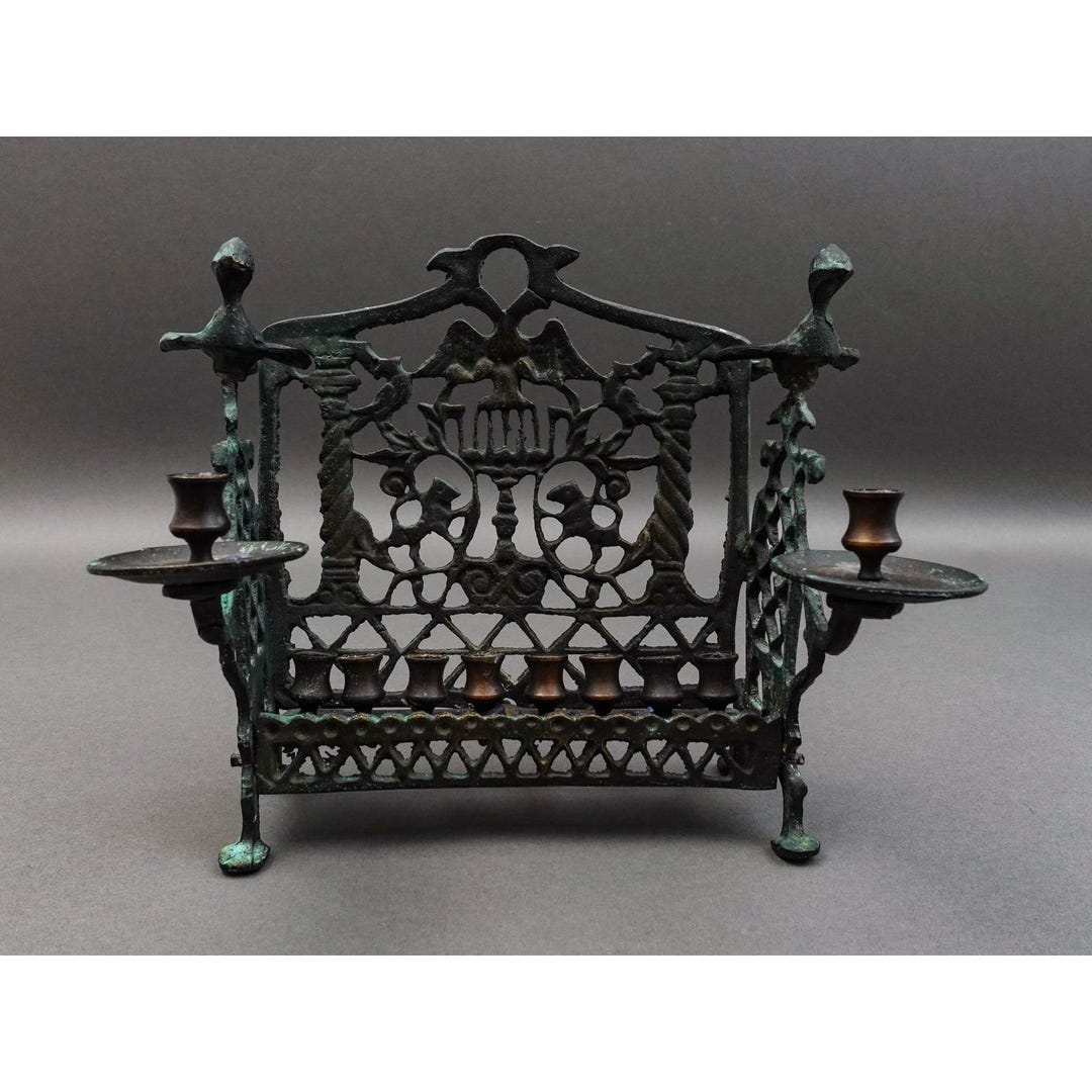 Antique Polish Solid Brass Bench Hanukkah Judaica Menorah Lamp - Etsy