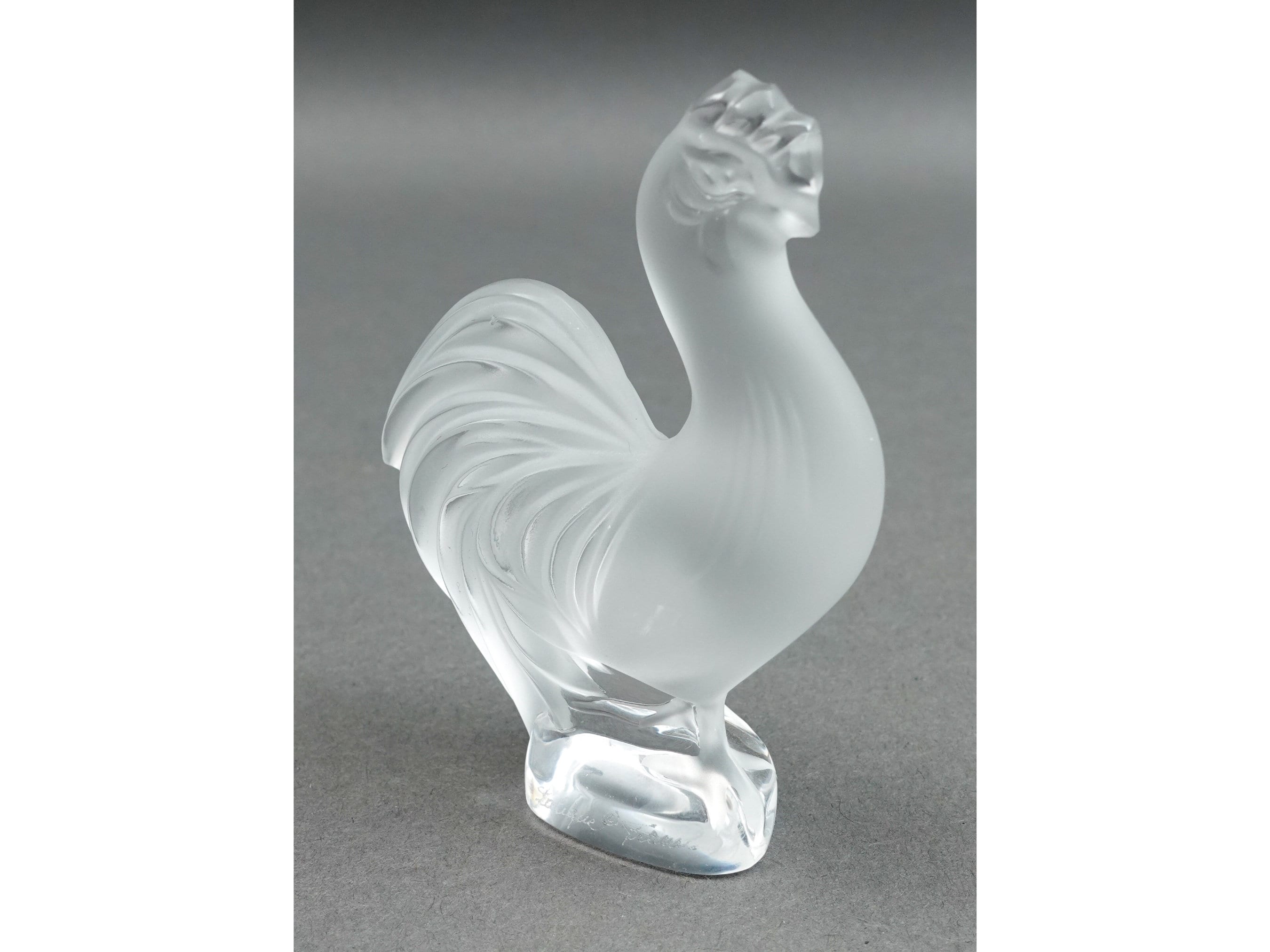 LALIQUE クリスタル 鶏 コックナン カーマスコット 置物 サイン入 LALIQUE クリスタル 鶏 コックナン カーマスコット 置物 サイン