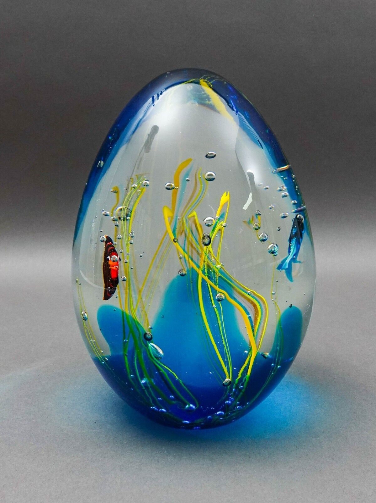 Elio Raffaeli Oggetti Murano Large Art Glass Fish Aquarium Egg