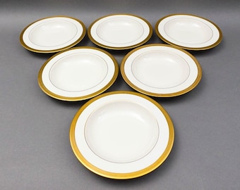 Set of 6 Lenox Continental Dining Gold Rimmed Soul Bowl 9.25