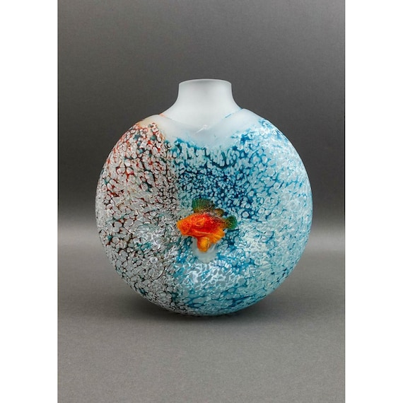 Kosta Boda Sweden Kjell Engman Signed Reef Fish Art Glass Vase