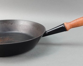 LE CREUSET 5 Casseroles Vintage Françaises en Fonte Emaillée 14 16 18 20 22 cm avec 1 couvercle 14, Poignées en Bois, Becs Verseurs     France