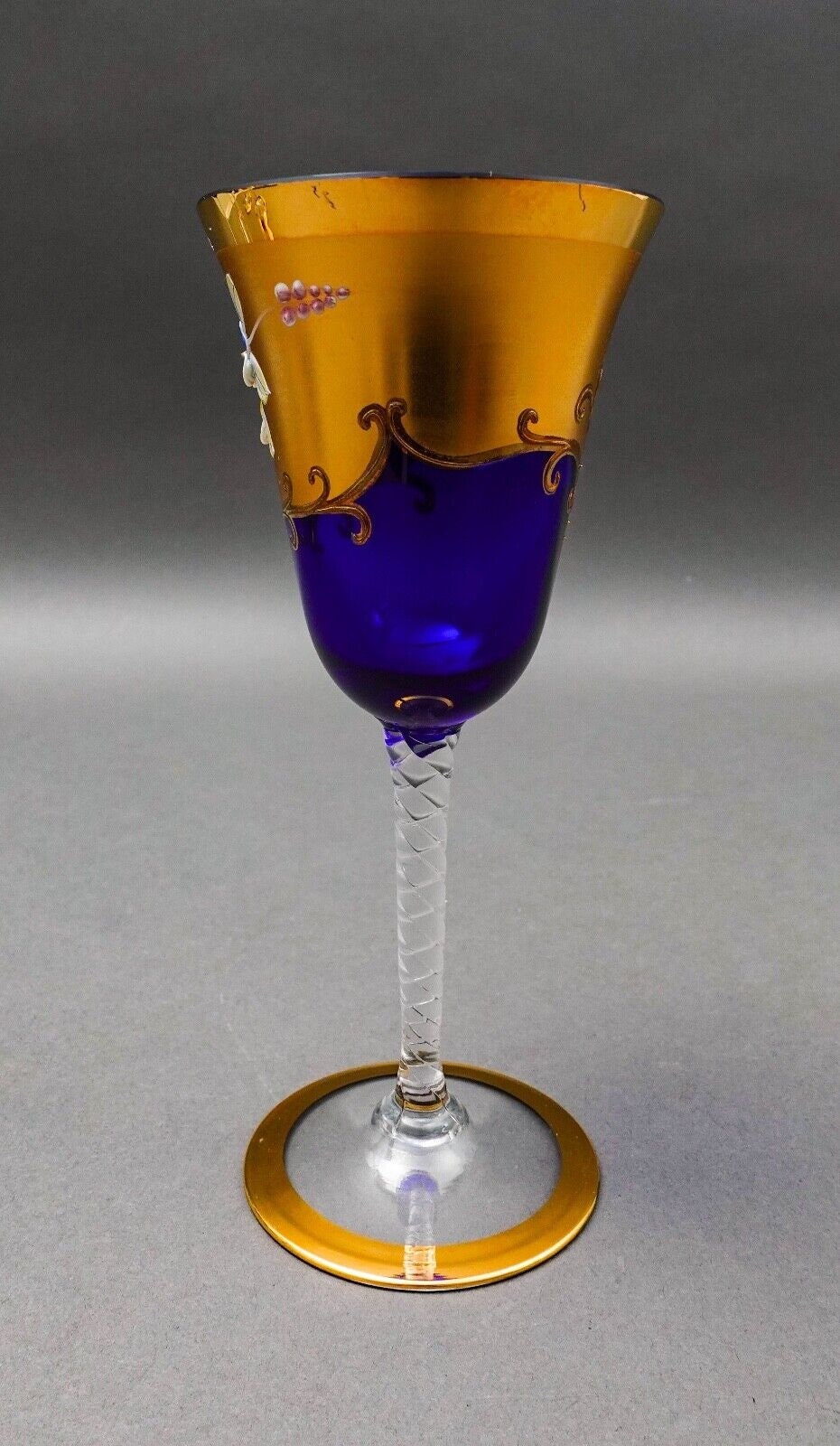 Tre Fuochi ベネチアン ムラーノ ガラス コバルトブルー 24K ゴールド