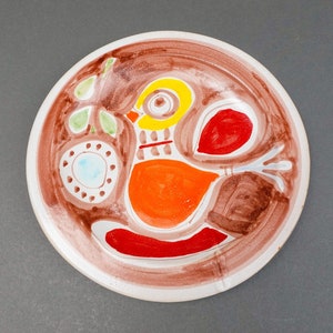 Desimone Italia 65 firmado Vintage MCM pintado a mano pájaro arte cerámica placa 9 7/8&quot;