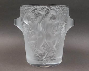 Lalique France Signed Ganymede Crystal Champagne Ice Bucket Cooler