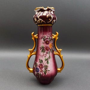 Richard Klemm Dresden Germany Antique Gold Gilt Floral Porcelain Mantle Vase