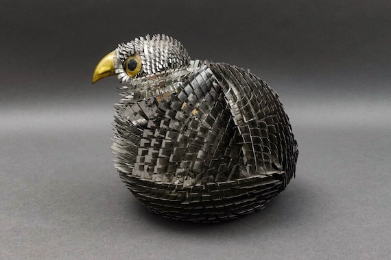 Sergio Bustamante Vintage MCM Brutalist Mixed Metal Bird Sculpture