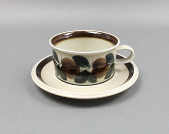 Arabia Finland Ruija Troubadour Flat Cup And Saucer Vintage Mid Century Modern