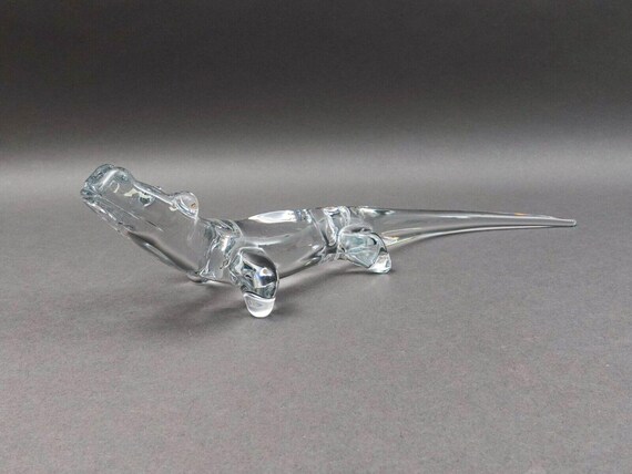 Daum Crystal France Signed Alligator Glass Figurine Sculpture 16 1
