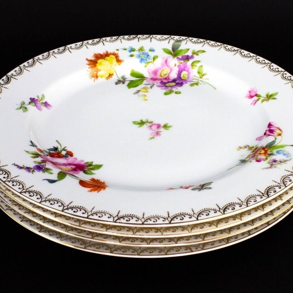 Rosenthal The Bailey Banks & Biddle Co. Gold Floral Dinner Plates Set of 4