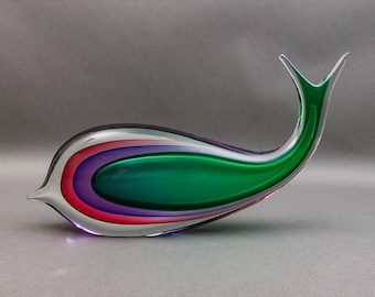 Luigi Onesto Murano Italia Grande scultura di pesce in vetro artistico sommerso 17 1/2"