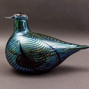 Iittala Finland Oiva Toikka Nuutajarvi Iridescent Glass Fasaani Pheasant Bird 9&quot;