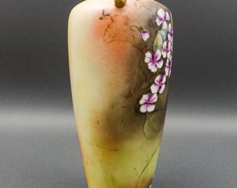 日本製アンティーク手描き花柄金彩磁器取っ手付き花瓶 - Etsy 日本