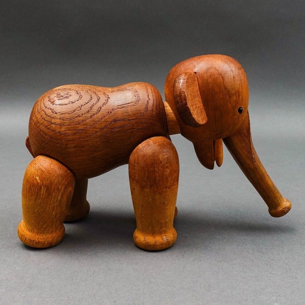 Kay Bojesen Dinamarca Vintage Mid Century Figura de elefante de teca de madera articulada