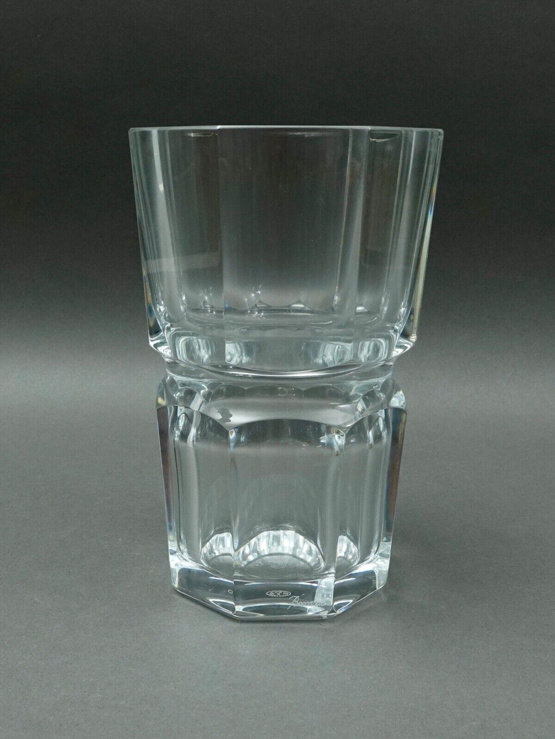Baccarat Crystal France Signed Edith Heavy Glass Flower Vase 7 7/8