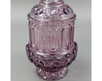 LE Smith Moon & Stars Amethyst Purple Glass Courting Lamp Fairy Candle Light