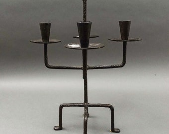 Tommi Parzinger For Rena Rosenthal MCM Brutalist Bronze Candelabra Candle Holder