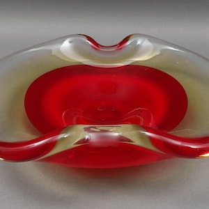 Luigi Onesto Signed For Oggetti Vintage Italian Murano Sommerso Art Glass Bowl