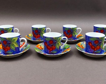 LAURE JAPY JARDIN リモージュ　カップソーサー＆プレート一式 Laure Japy Paris Limoges France Jardin Bleu Fruit Flat Cup