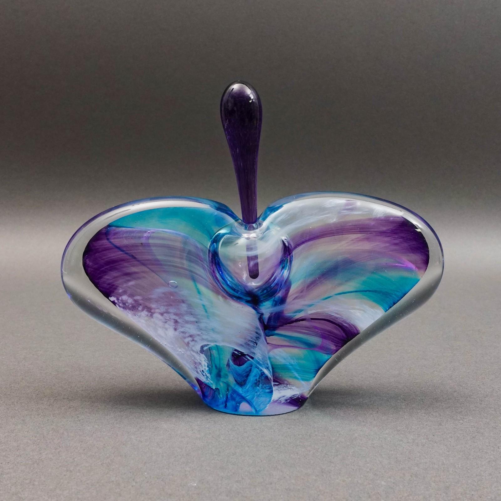 ハート型の紫と青のアートガラス香水瓶（ドーバー付き） - Etsy 日本