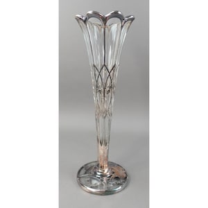 Duży amerykański wazon w kształcie trąbki ze szkła próby 925 w stylu secesyjnym, 18&quot;