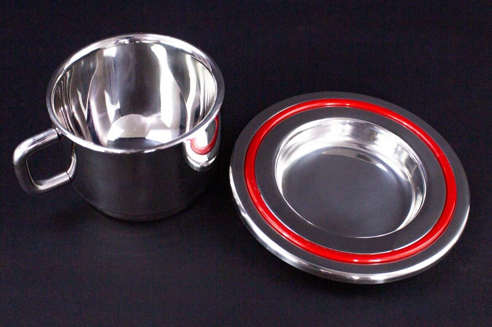 Sergio Asti ICM Italy Red Boca Inox Stainless Espresso Set Mid