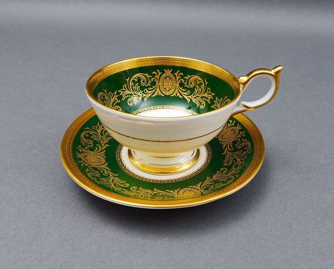 Aynsley England Imperial 193 Laurel Green Gold Cup & Saucer Set - Etsy