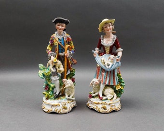 Meissen Germany Antike feine Porzellan Shepard & Sheparddess Figur Paar