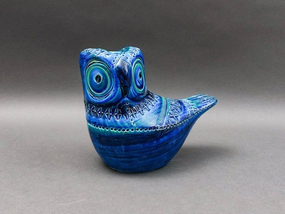 Bitossi Aldo Londi Flavia Montelupo Italy Rimini Blue Owl Bird