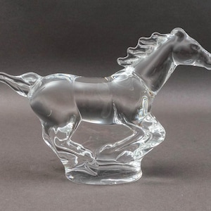 Steuben Crystal Signed Peter Drobny Full Gallop Horse Glass Figurine Sculpture