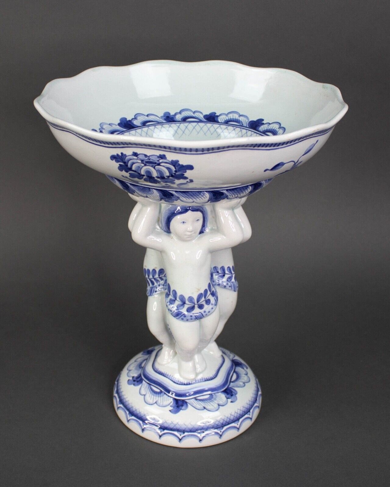Royal Copenhagen Denmark Aluminia Blue Compote Centerpiece Bowl 3050/1082 Rare