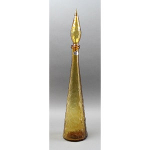 Guildcraft Italy Amber Empoli Glass Decanter Genie Bottle Mid Century Modern