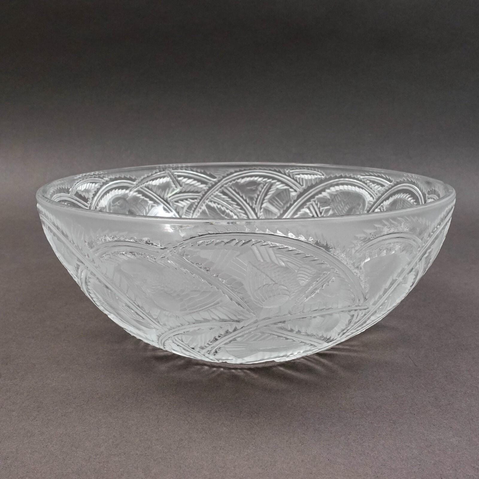 ミ*ク様 ラリック クリスタルボウル ラリッククリスタル フランス サイン入り ピンソンズ フィンチ バード