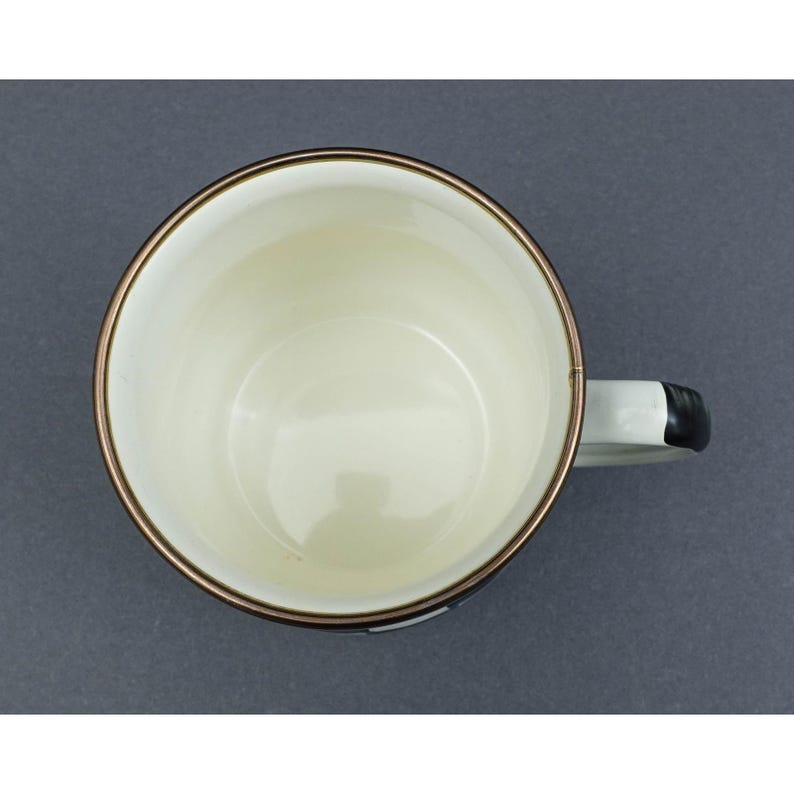 MacKenzie Childs Courtly Check Black White Enamel Mug Cup image 5