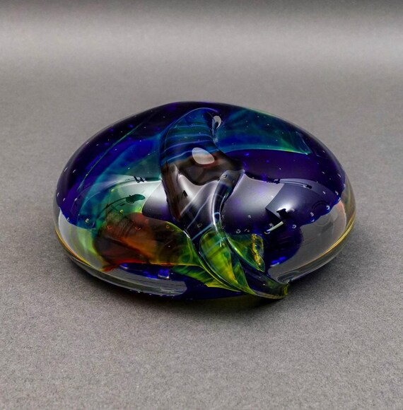 Seguso Viro Signed Murano Italy Multi Color Art Glass Paperweight