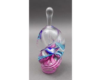 Schmidt Rhea Signed Hand Blown Art Glass Perfume Bottle With Dauber