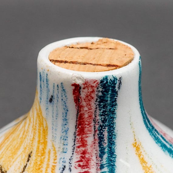 Milvia Quadrifoglio Italy Vintage Hand Painted Pottery Bottle