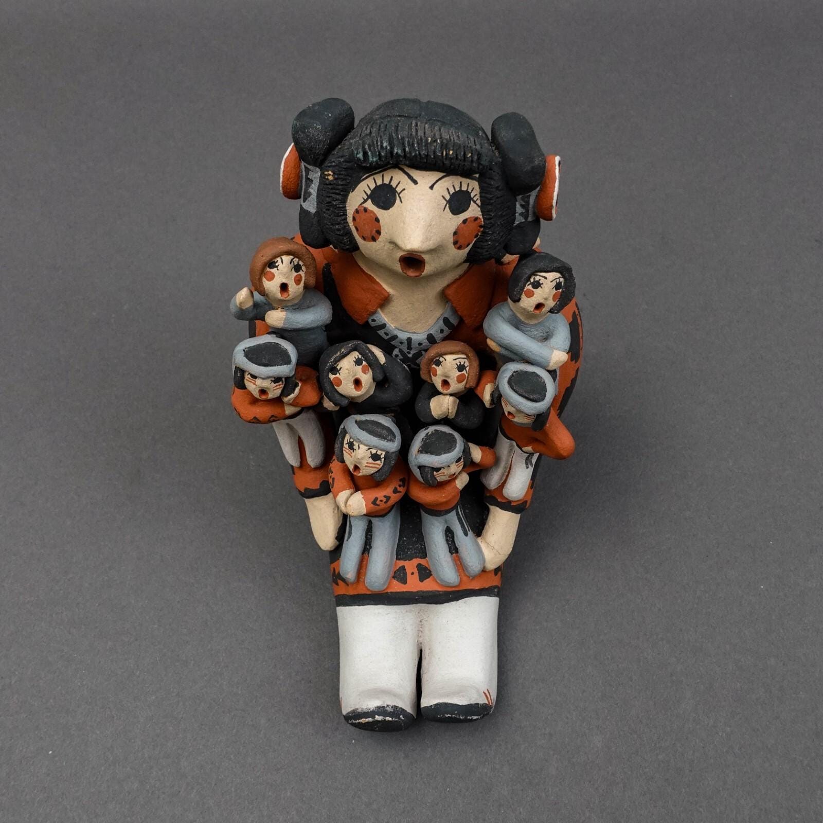 Chris Fragua Jemez Pueblo Storyteller 8 Children Pottery Sculpture