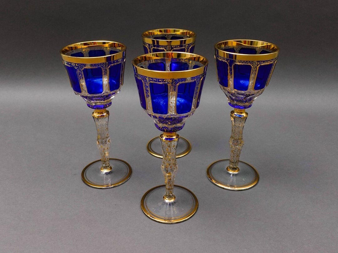 Moser Bohemian Cobalt Blue Gold Gilded Panel 8 1/4