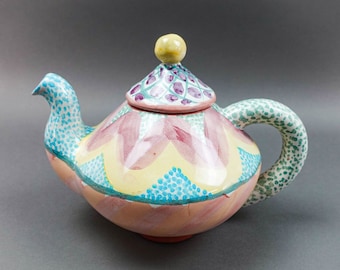 Mackenzie Childs Vintage "Keukenhof" Tetera de cerámica retirada