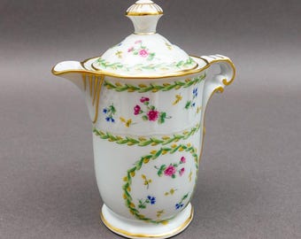 Bernardaud Limoges France Artois Vert Versailles Green Porcelain Lidded Creamer