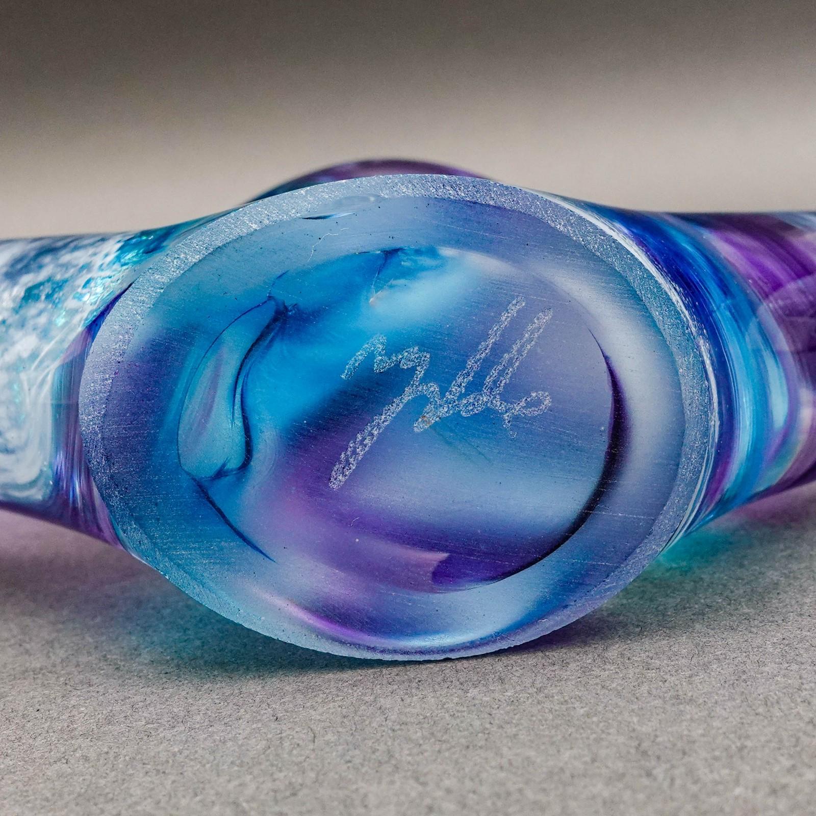 ハート型の紫と青のアートガラス香水瓶（ドーバー付き） - Etsy 日本